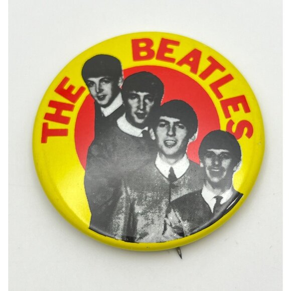 Vintage The Beatles Pinback Button Rock Music Paul John Ringo George Band Photo - Picture 6 of 6